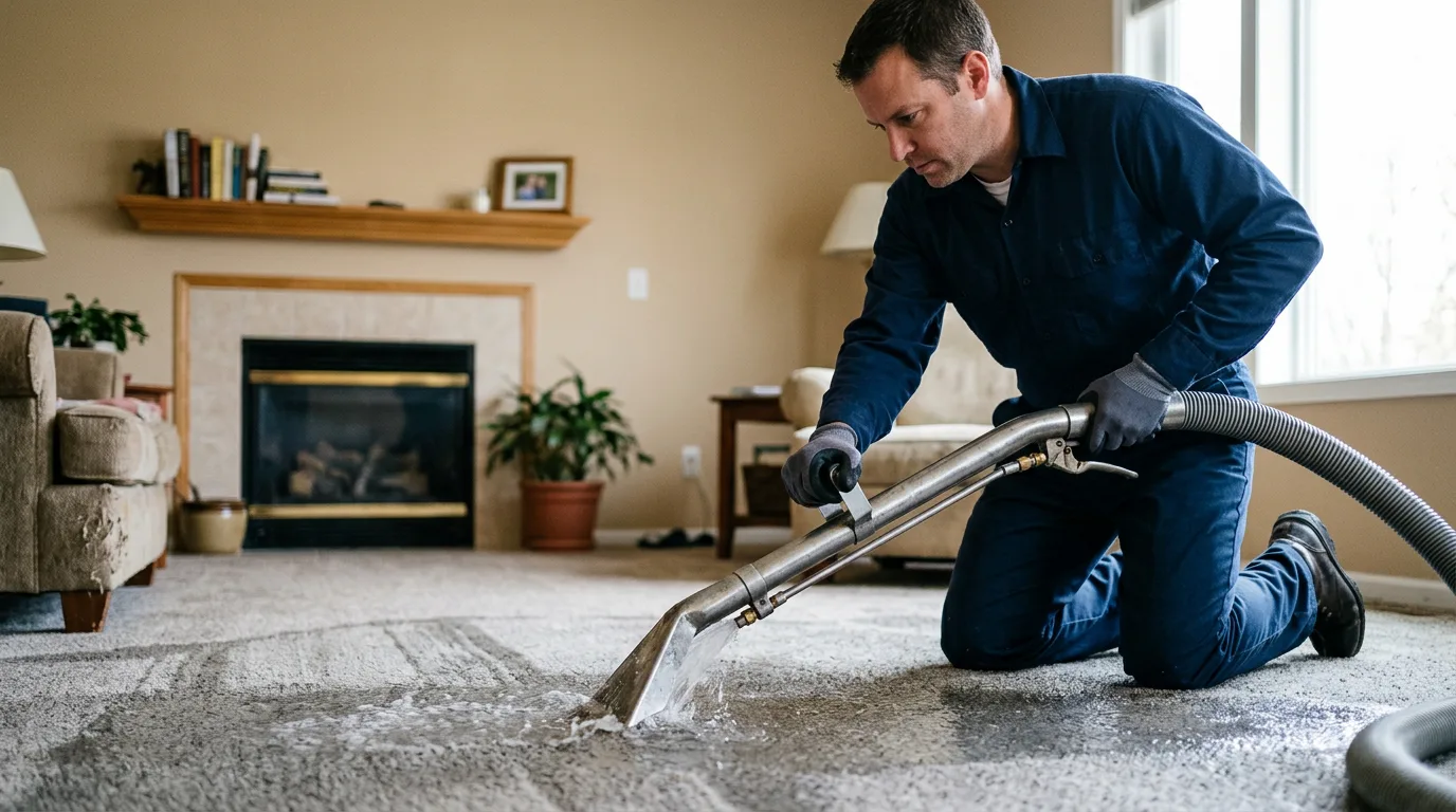 Water damage restoration technician working near Seaboard, NC